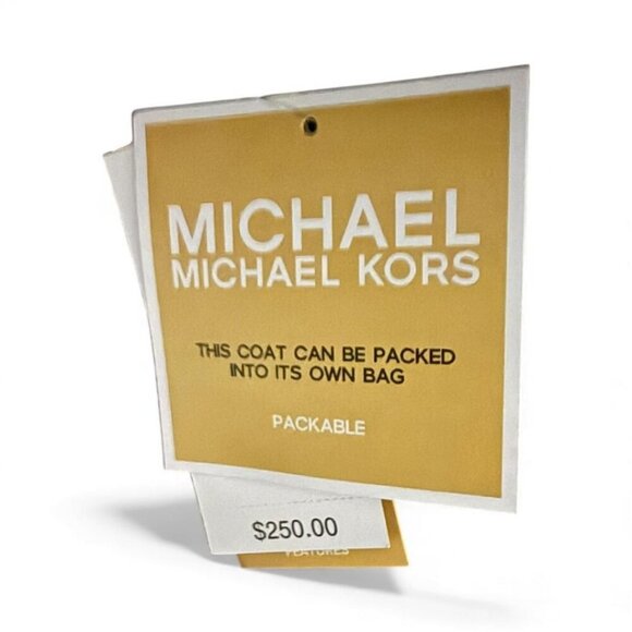 Michael Kors Womens Brown Quilted Puffer Zip Up Hooded Chevron Jacket Sz M New - Picture 10 of 15